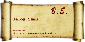 Balog Samu névjegykártya